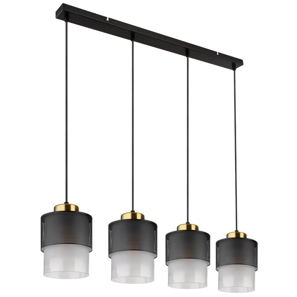 Suspension Olga 4 lumières noires avec maille Globo 9007371455485