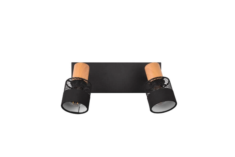 Spot en saillie 2 lumières Nandini noir avec du bois Trio 4017807581102