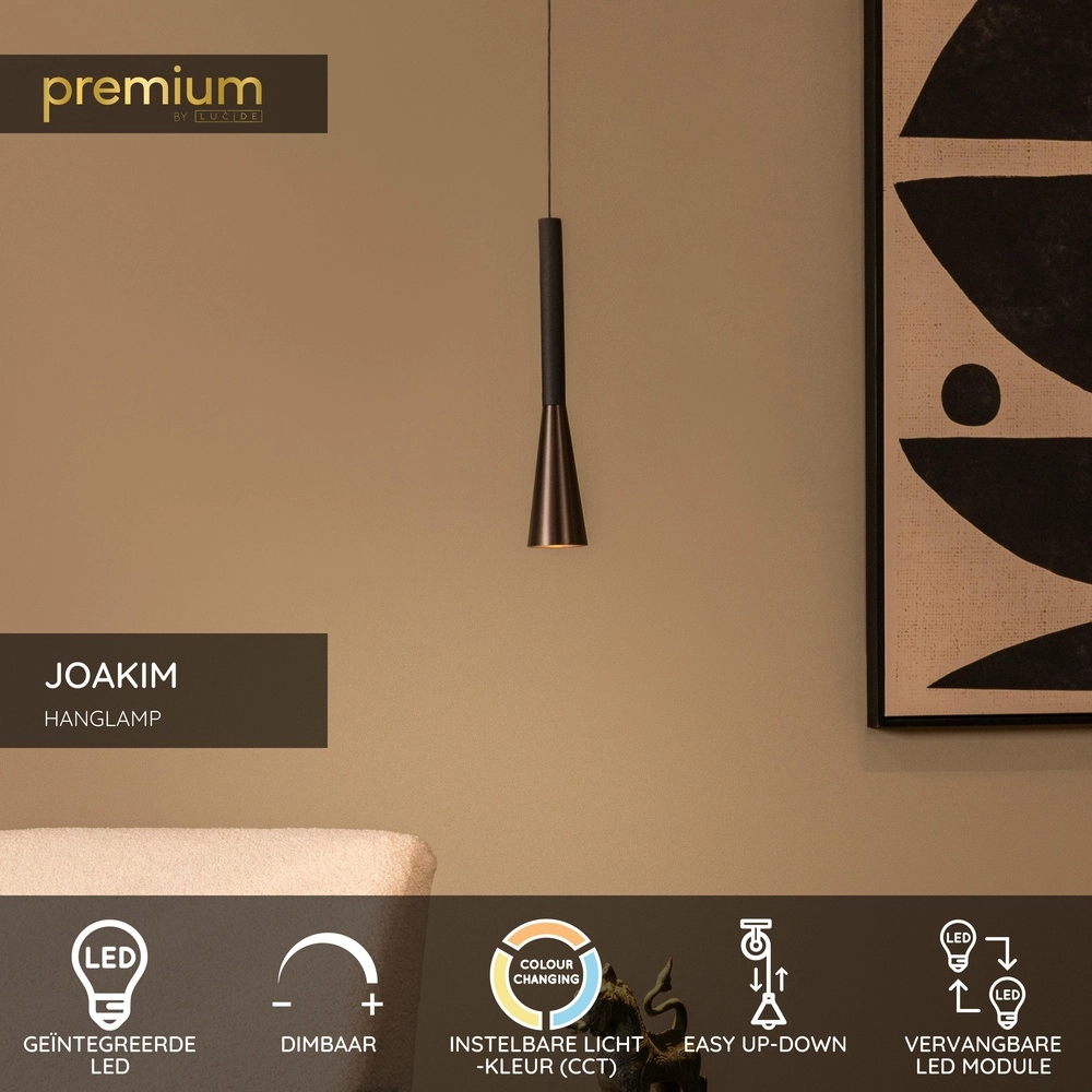 Lampe pendante de conception Joakim 1-café brun clair Premium by Lucide 5411212242112