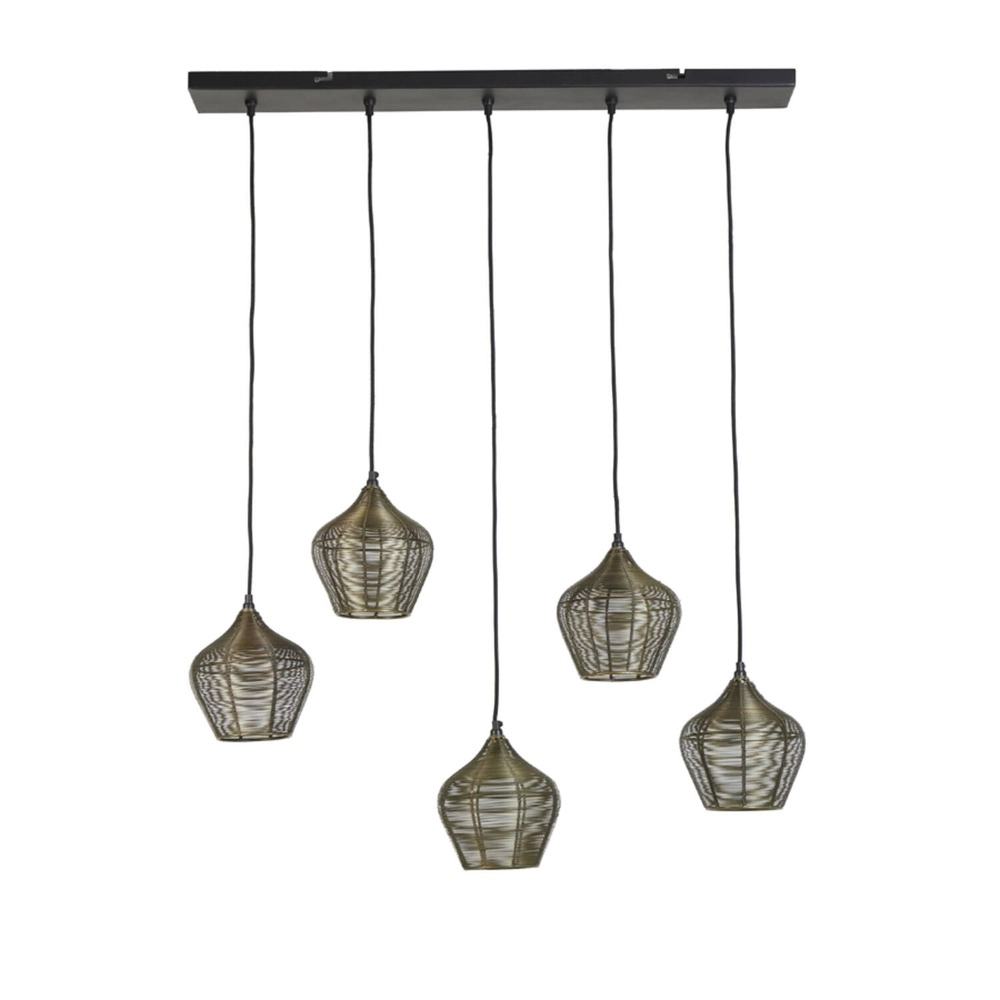 Lampe suspendue Alvaro Bronze 5 légers