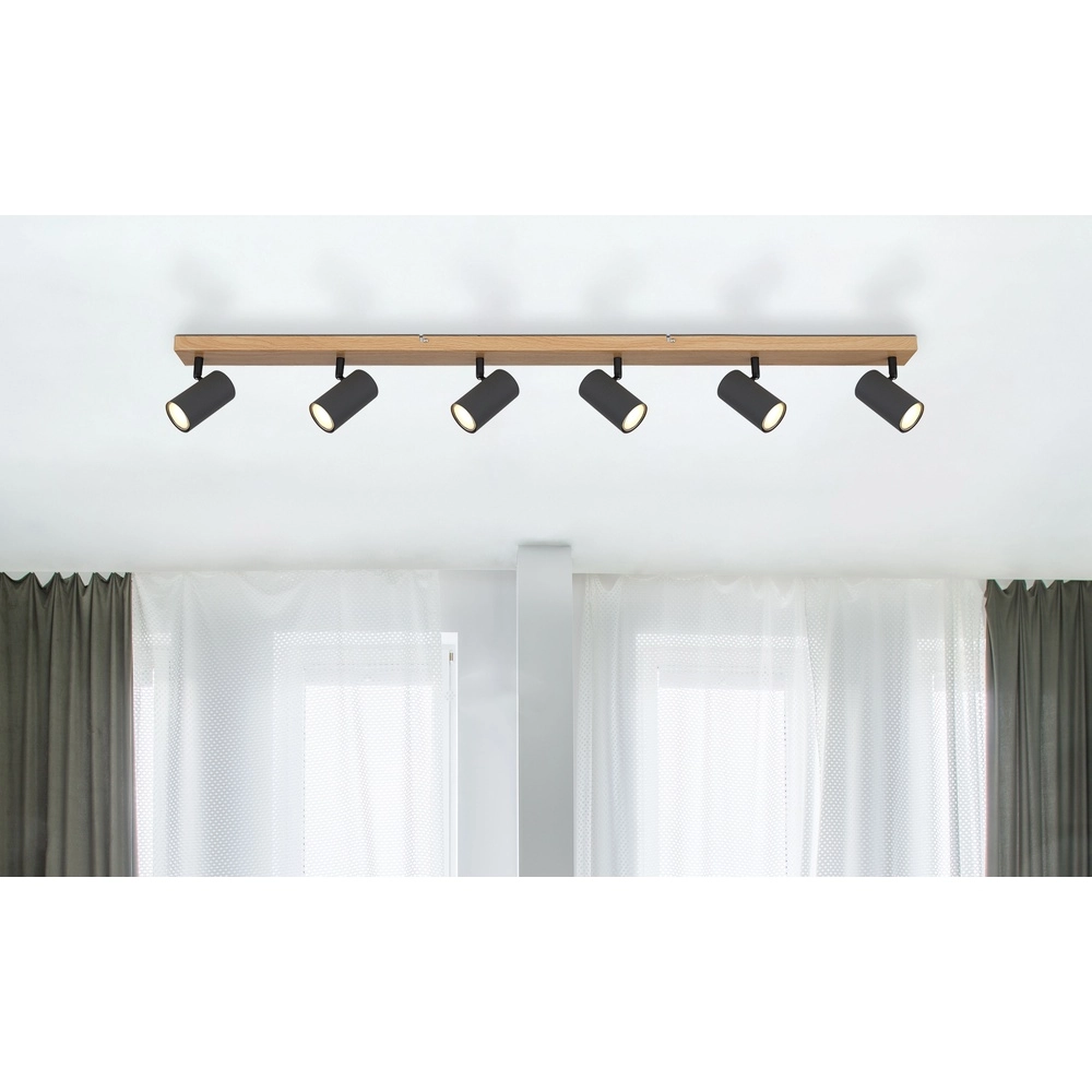 Lampe de plafond à 6 lumières Robby bois Globo 9007371436590