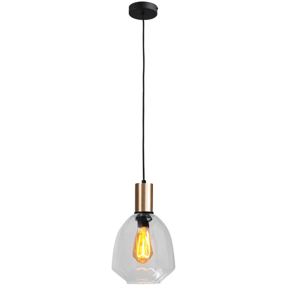 Lampe suspendue dorée Porto avec verre clair Nicolette - Ø 20cm Masterlight 8718121269245