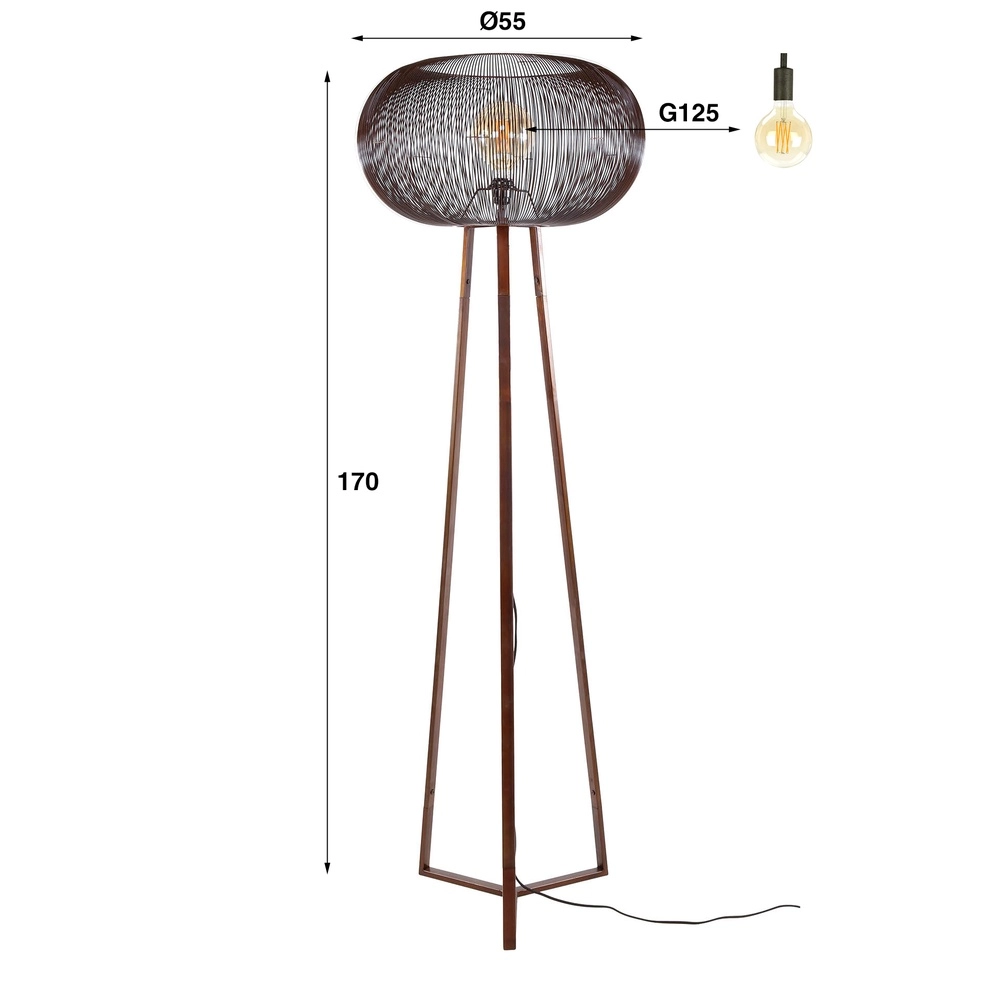 Lampe à fil de fer lampe de pied Copper Ø 55cm - 1x E27 Lyora 8716803513273