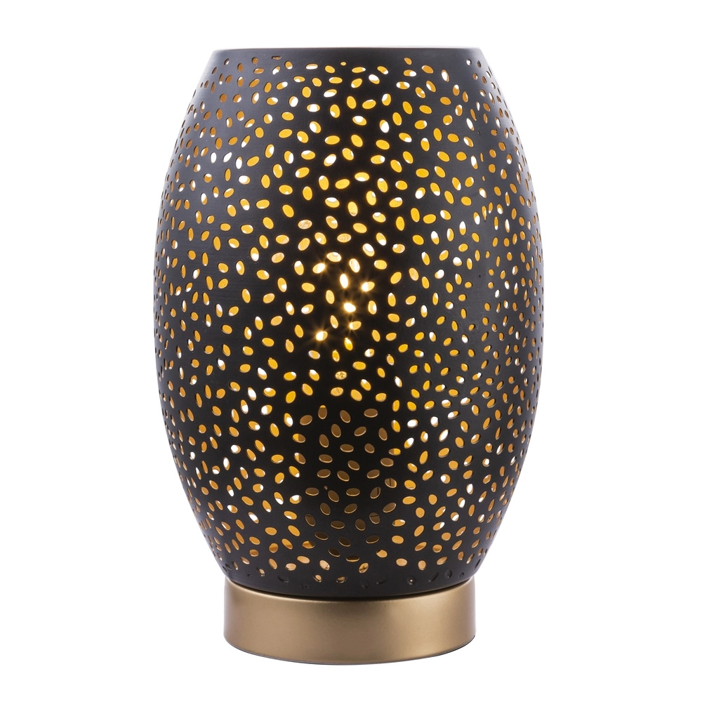 Lampe de table Narri Noir avec or - petits trous Globo 9007371372553