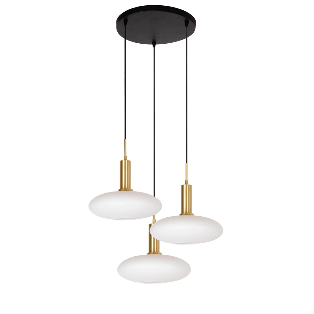 Lampe pendante de conception Singala Or rond à trois lumières avec blanc