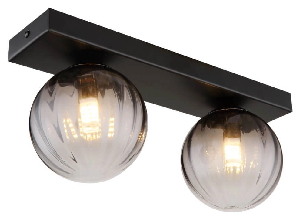 Plafonnier 2 lumières Dallerta verre de fumée Plafonnier 2 lumières Dallerta verre de fumée