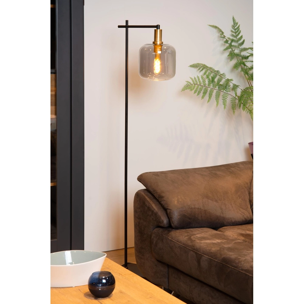 Lampe de pied Joanet noir avec verre fumé Lucide 5411212451606