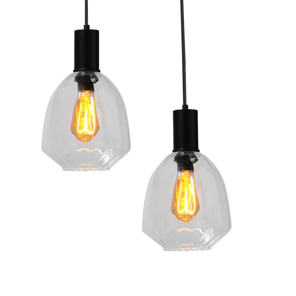 Lampe suspendue 6 lumières - noire - Porto avec verres transparents Nicolette Masterlight 8718121270616