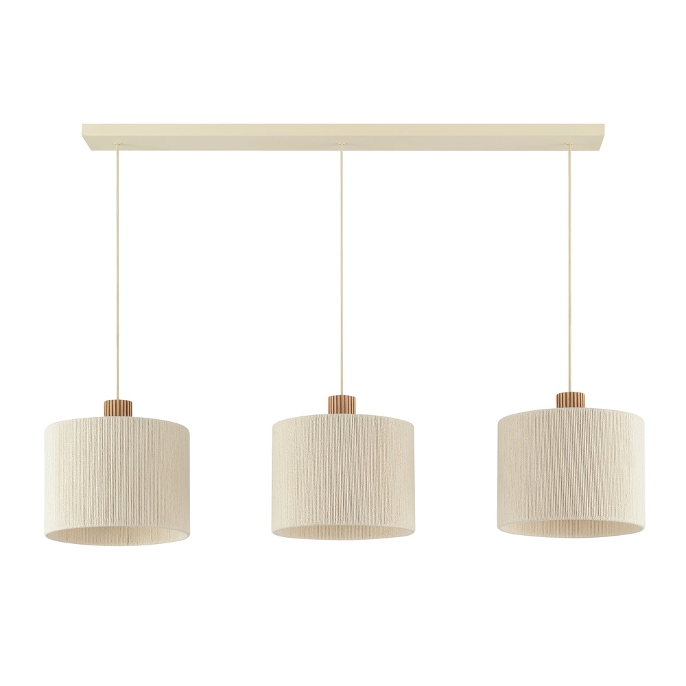 Lampe suspendue beige Arlo Avec des triples en bois Japandi Brilliant 4004353477102
