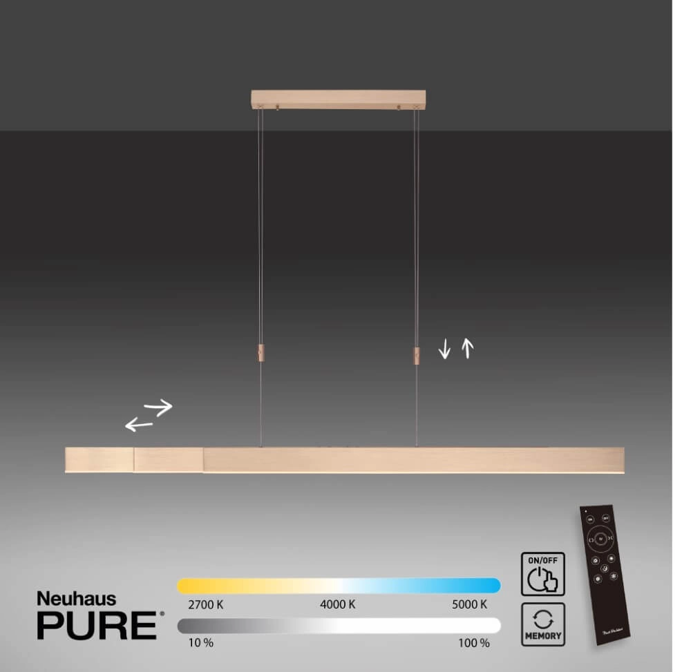 Lampe suspendue LED Pure-Moto laiton mat Paul Neuhaus 4012248363768