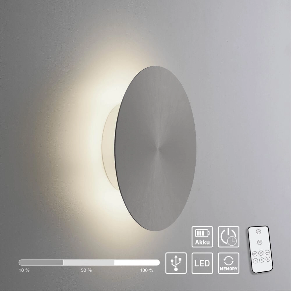 Applique design Akku Puntua Ø 18cm gris Paul Neuhaus 4012248372487