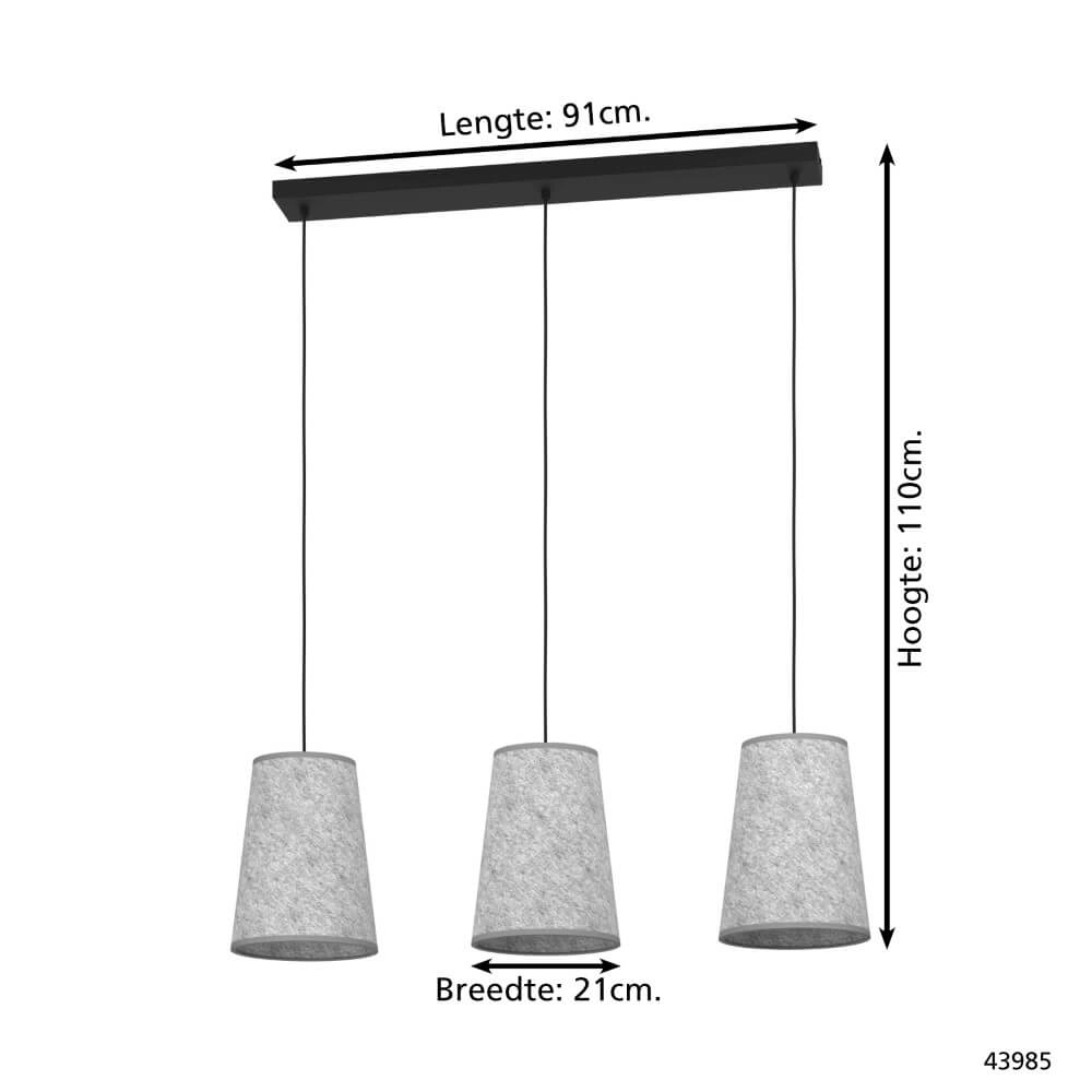 Lampe à suspension textile Alsager 3 lumières Eglo 9002759439859