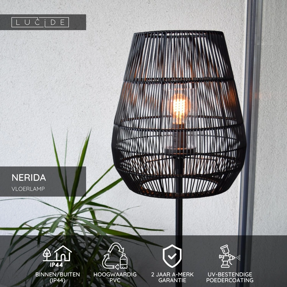 Lampe de pied Nerida IP44 noir - Ø 35cm Lucide 5411212031907