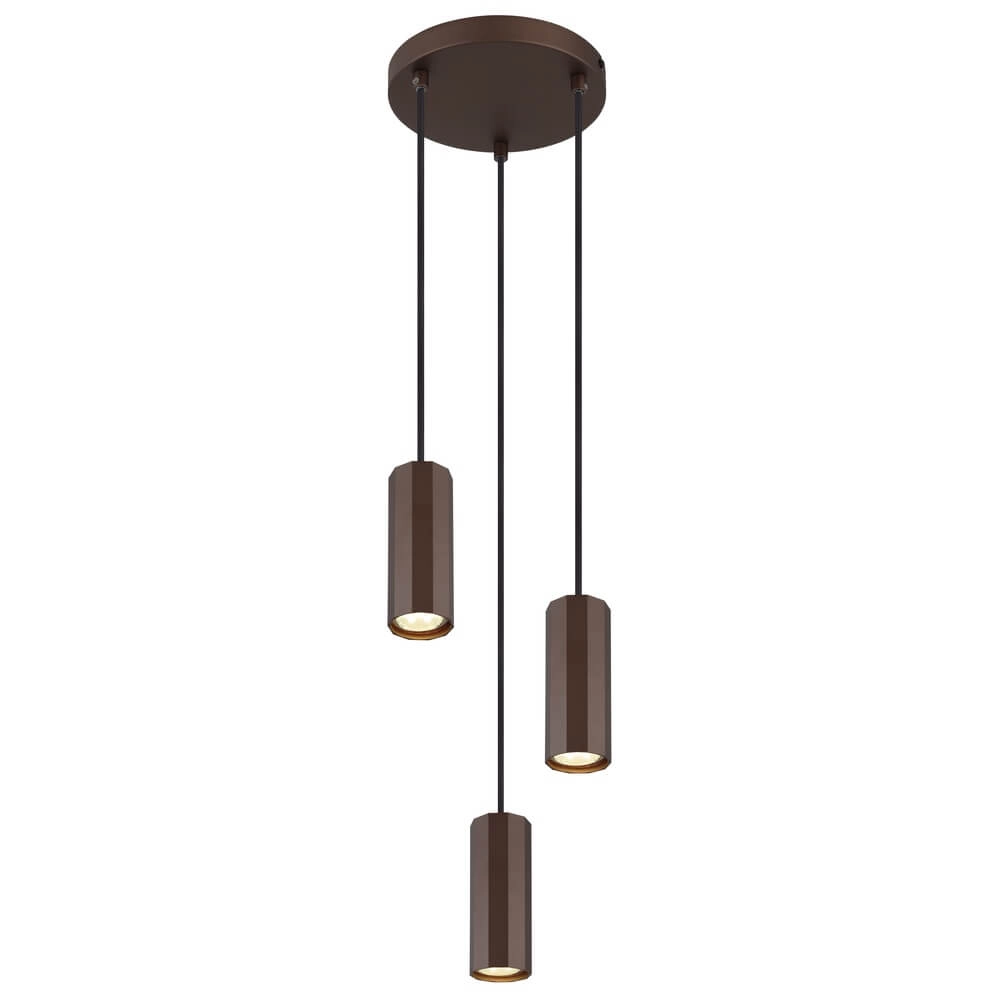 Suspension en bronze James 3 lumières rondes Suspension en bronze James 3 lumières rondes