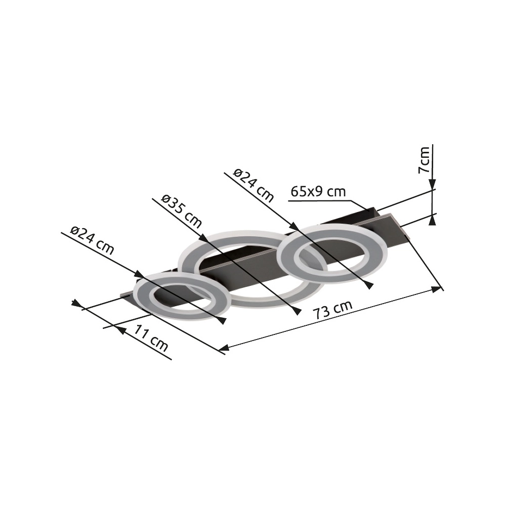 Lampe de plafond à design Jayden Anneaux 3 d’anthracite Globo 9007371456055