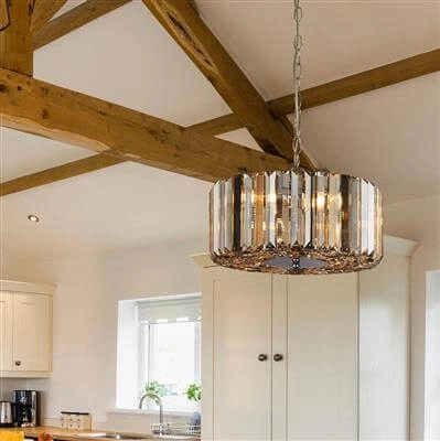 Lampe suspendue Chapeau 35 cm chromé avec verre cristal Searchlight 5053423187815