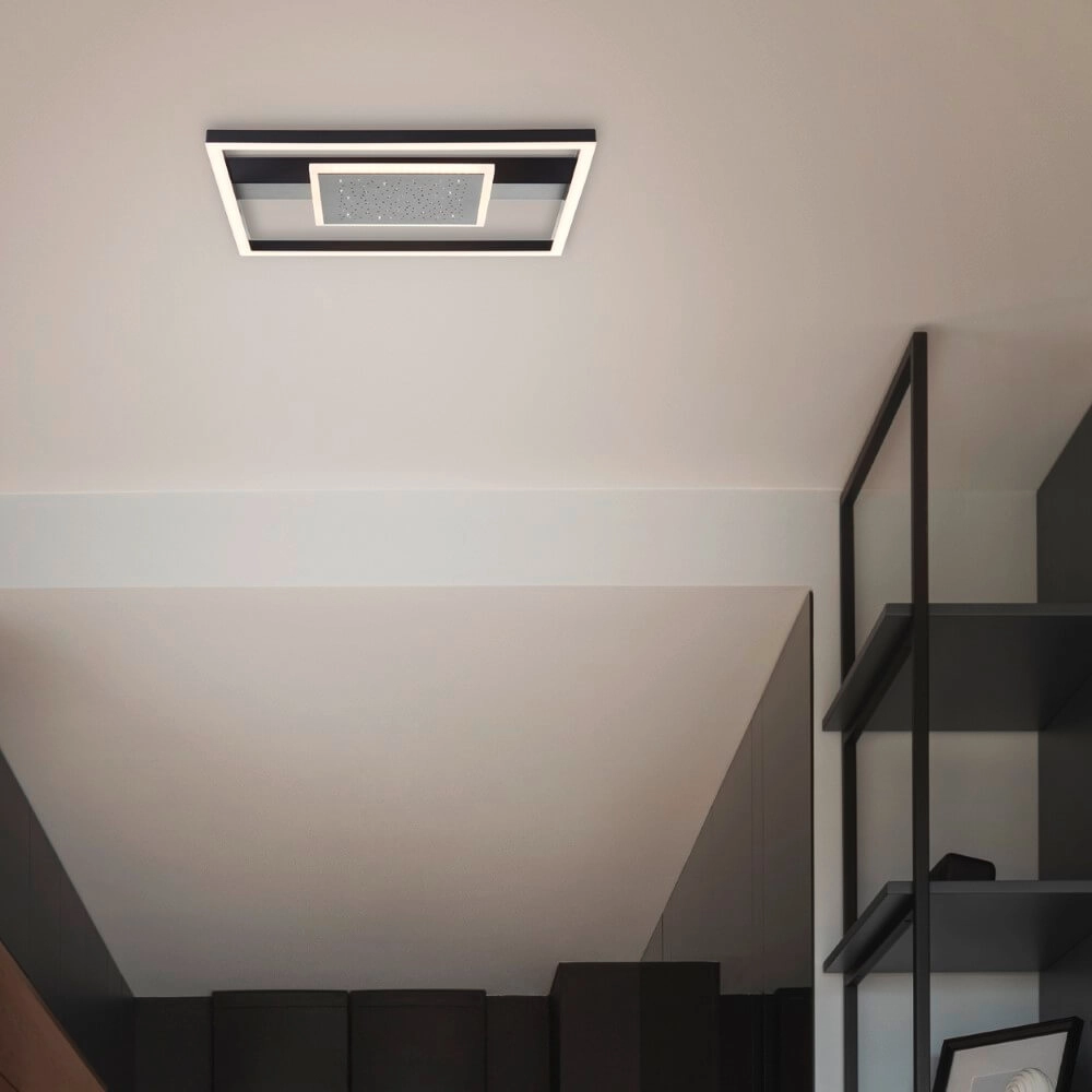 Plafonnier carré Reno dessin 37x37cm Brilliant 4004353428371