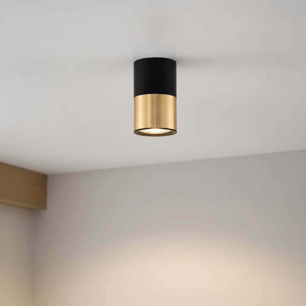Spot de plafond Picto 10cm noir avec or