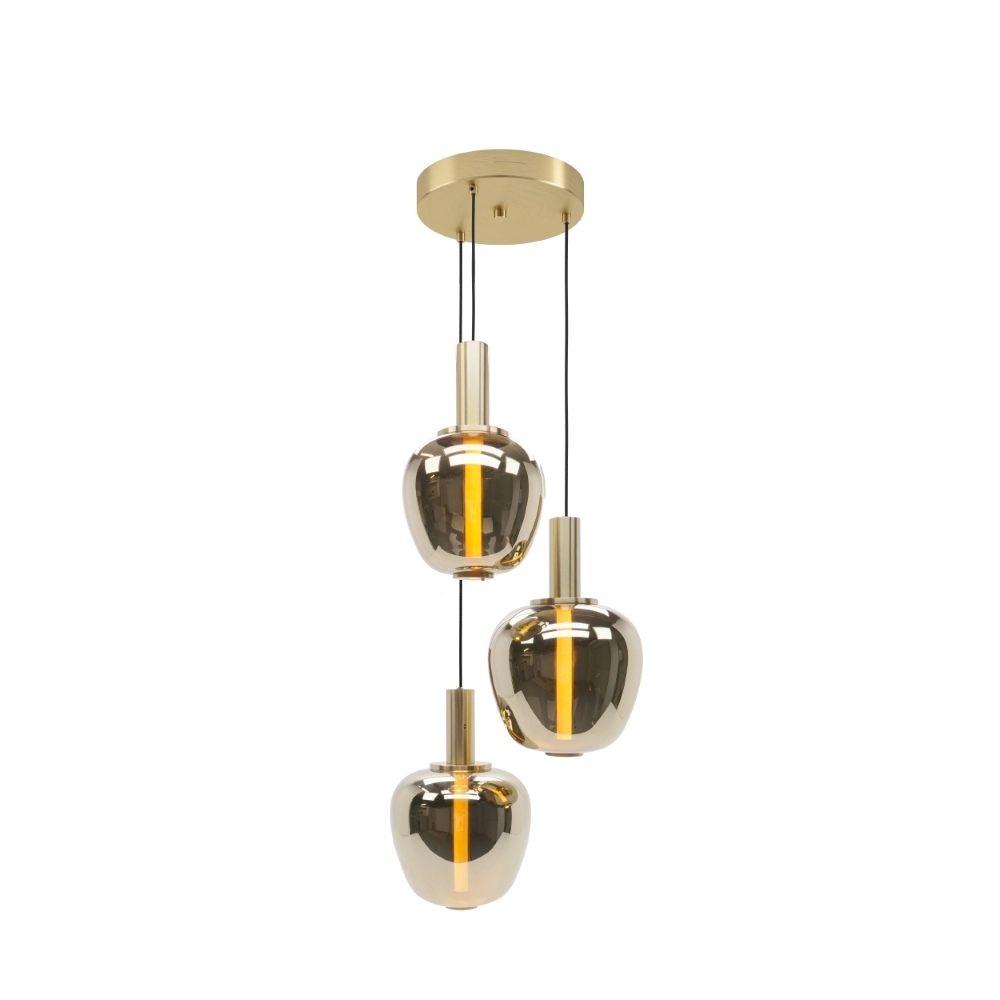 3-light pendant lamp Fruitera gold Ø 45cm