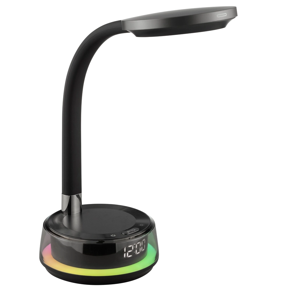 Lampe de bureau Moonglow noir avec horloge Brilliant 4004353460685