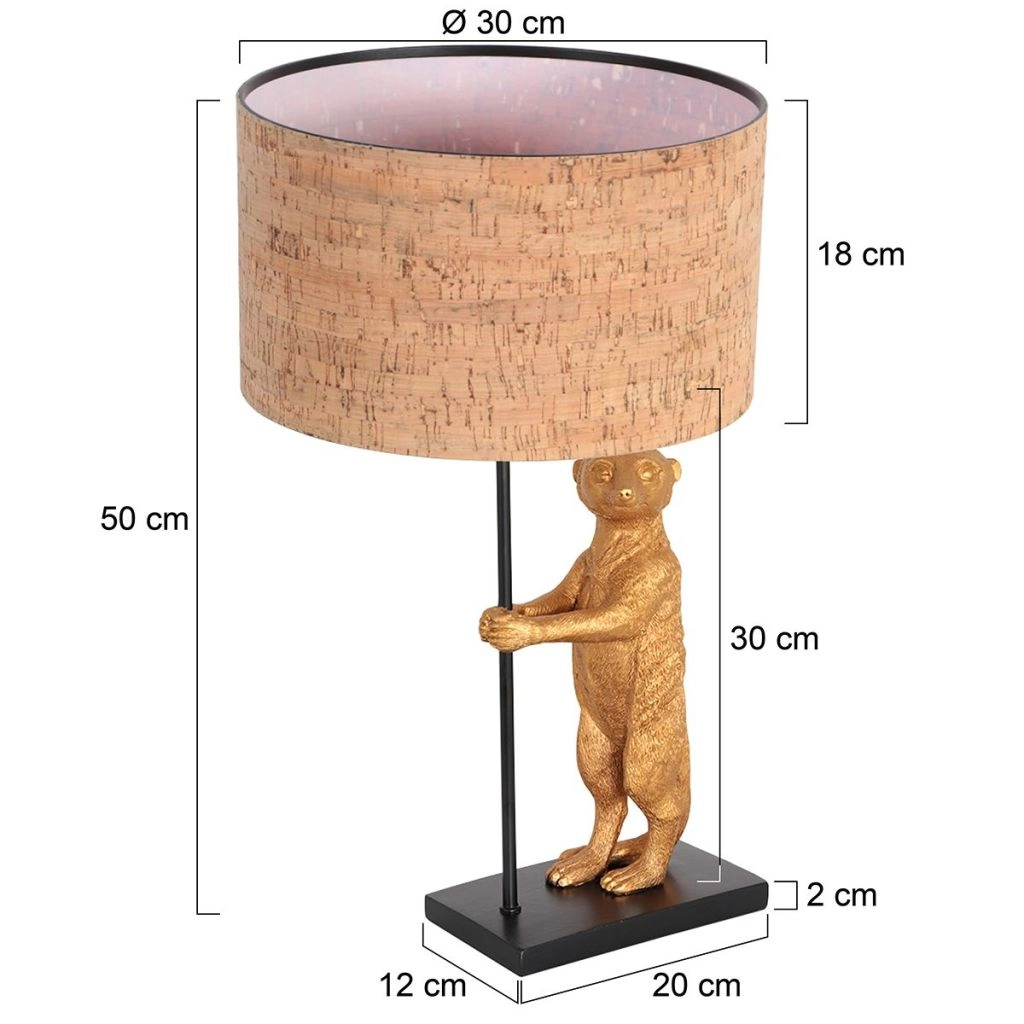 Lampe de table noire Animaux avec un chapeau en liège Ø30cm Steinhauer 8712746180565