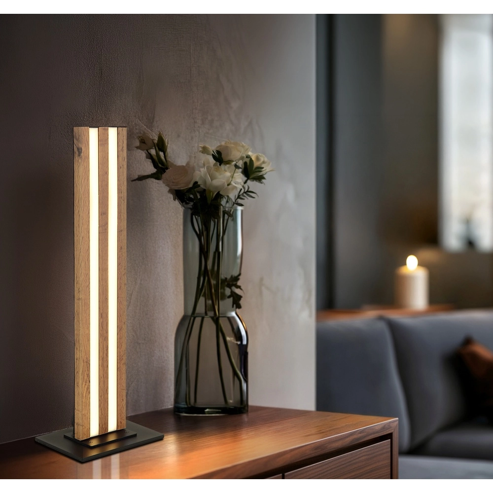 Lampe de table Hayden noir avec bois Globo 9007371583584