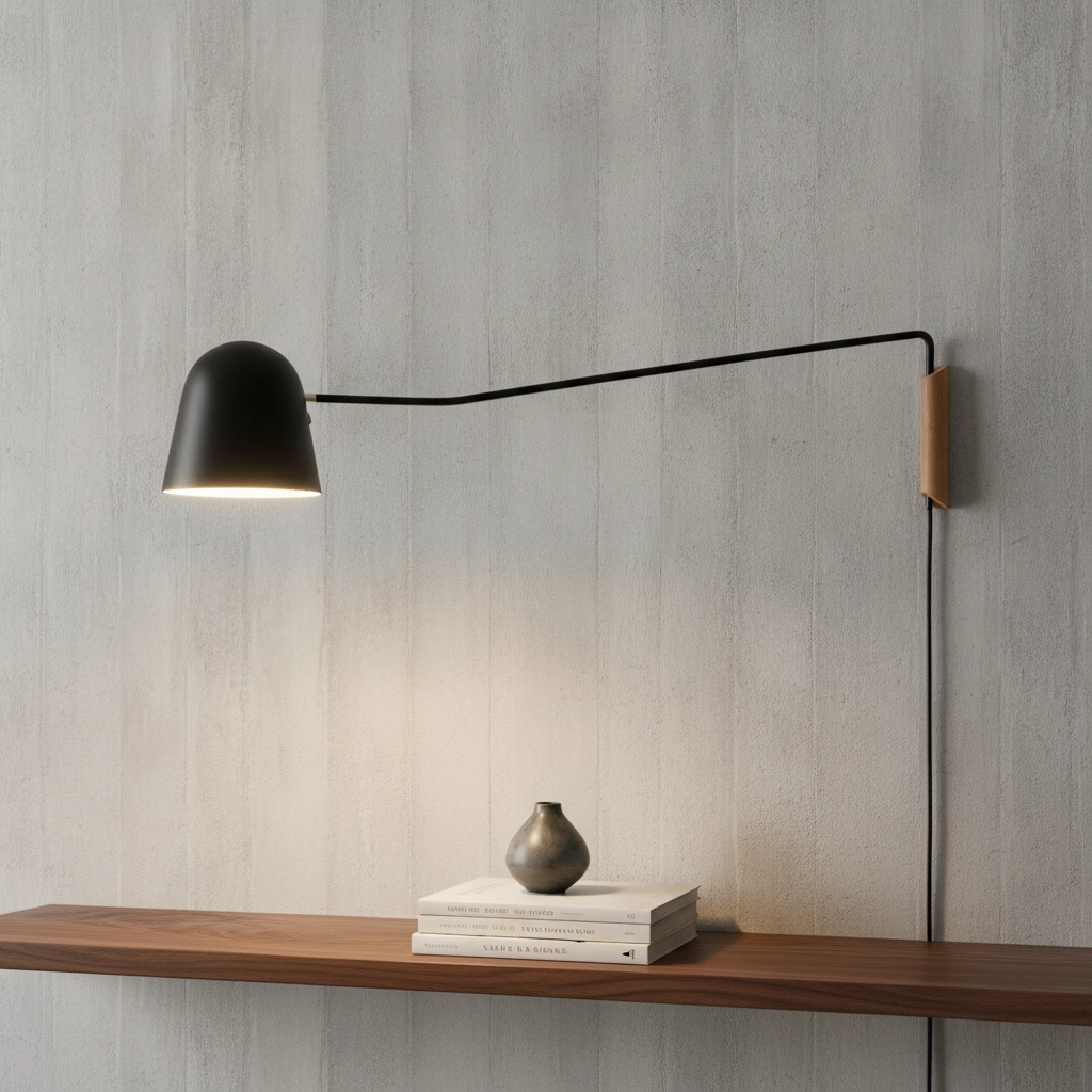 Lampe de lecture élégante Sensa noir avec du bois