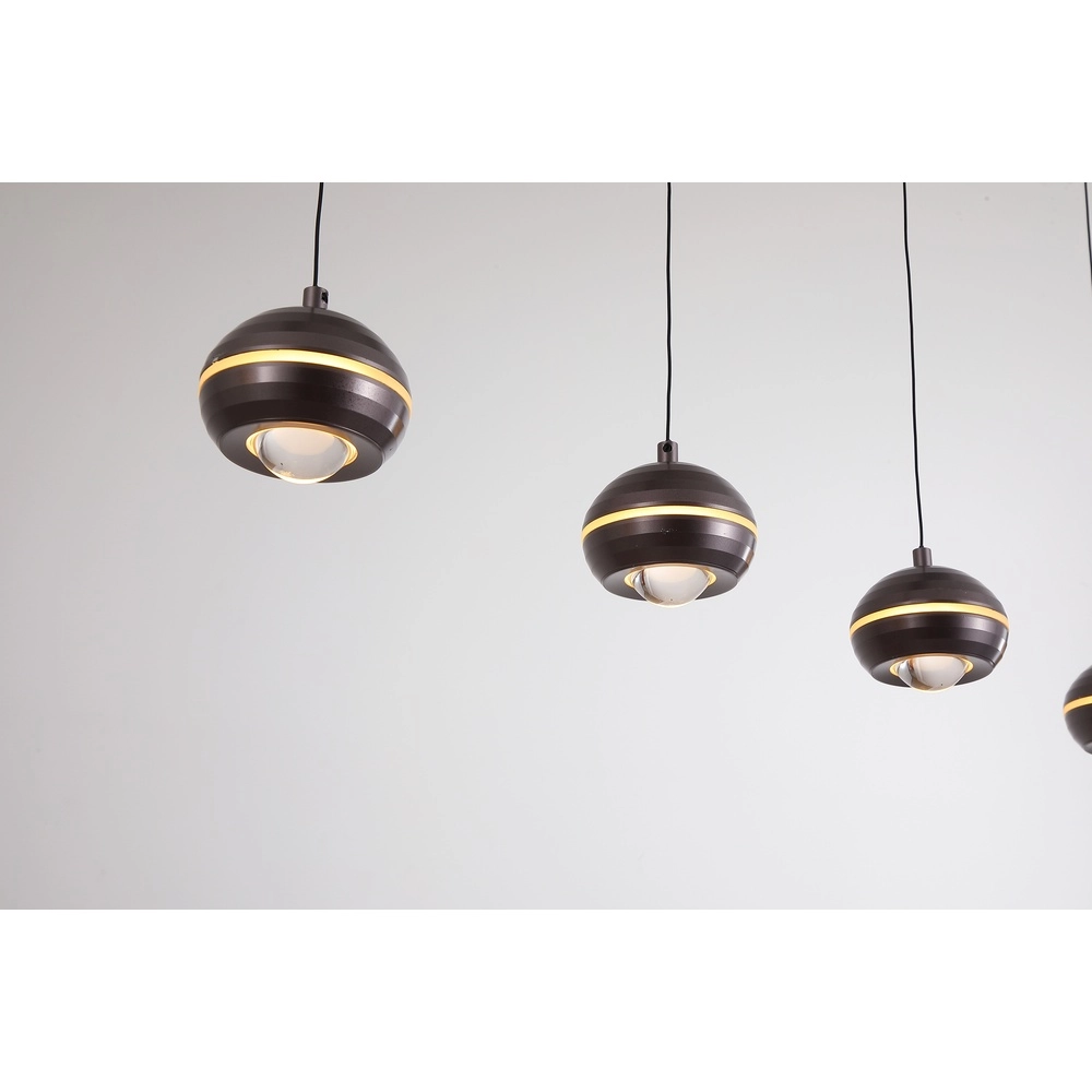 Lampe pendante de conception Meteor Nickel noir droit 5 clairs Searchlight 5,05342E+12