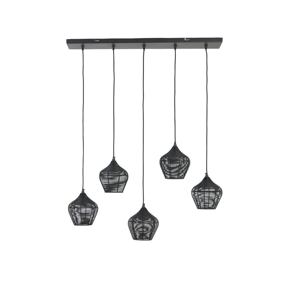 Lampe suspendue Alvaro Noir à 5 lumières Light & Living 8717807635619