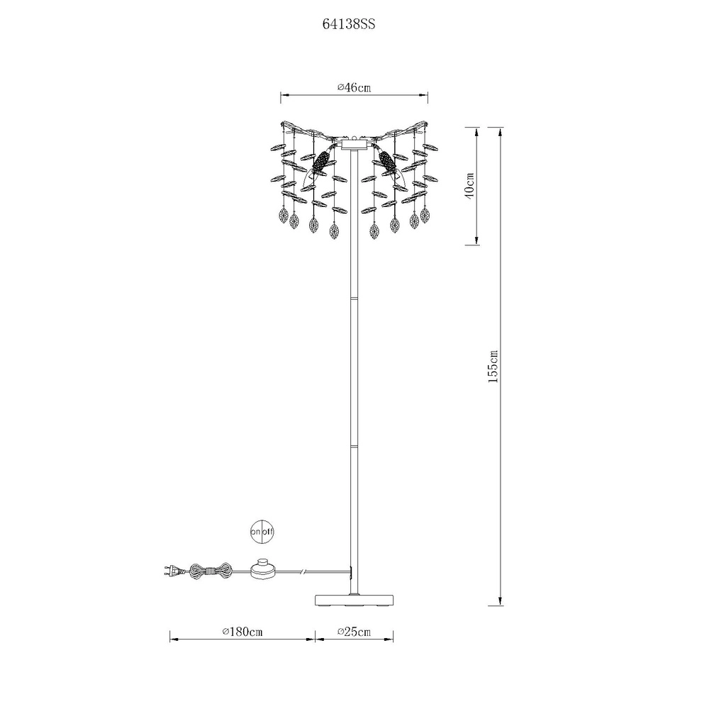 Lampe de pied Queena Gris argenté Ø 46cm Globo 9007371531684