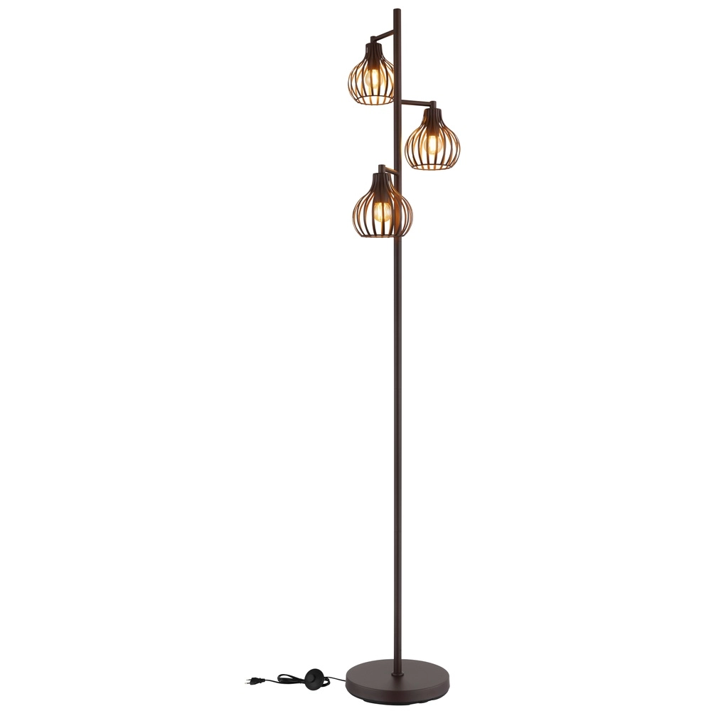 Lampe de pied à 3 lumières Mateo brun rouille Globo 9007371569236