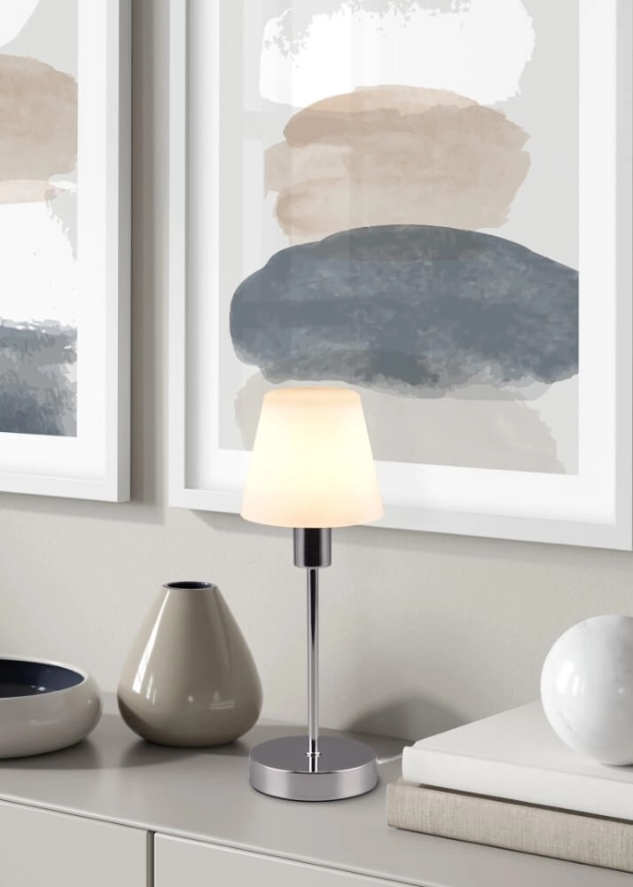 Lampe de table Luis Ii chromé avec verre blanc Trio 4017807551273