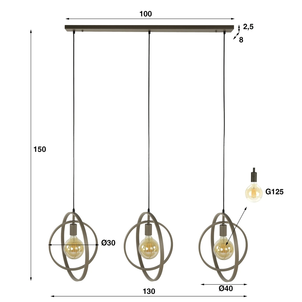 Lampe pendante de table à manger Turn 3L - Ø 40cm - sable Lyora 8716803513150