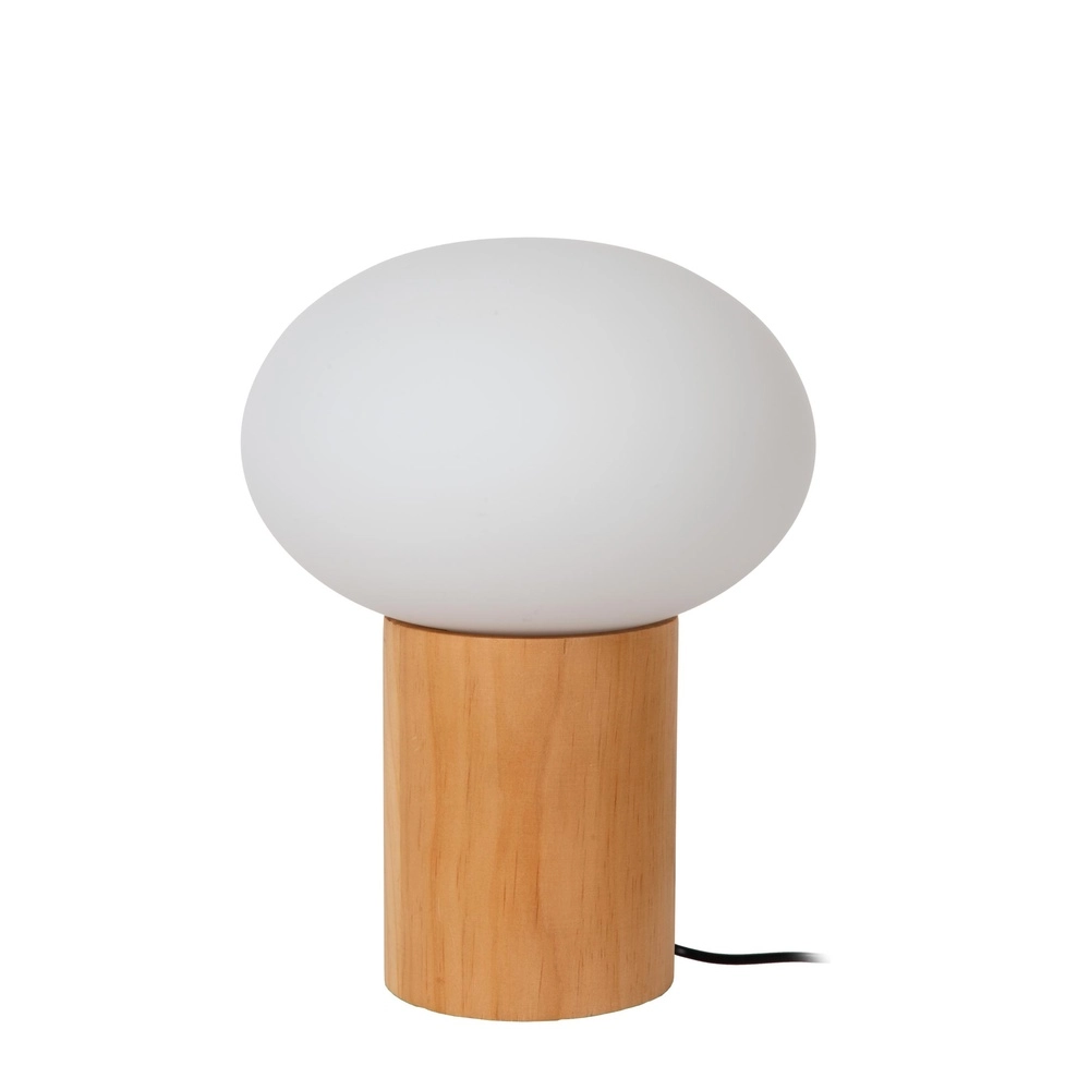Lampe de table scandinave Birtle bois avec blanc