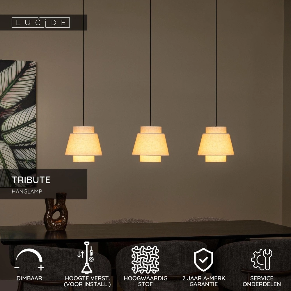 Lampe suspendue Tribute Crème 3 lumières Lucide 5411212211934