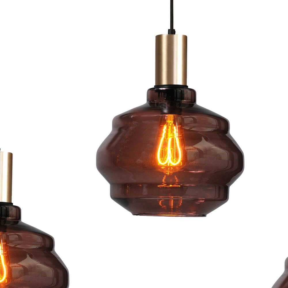 Lampe suspendue 5 lumières - dorée - Porto avec verres Ball rouges - Ø 24cm Masterlight 8718121270128