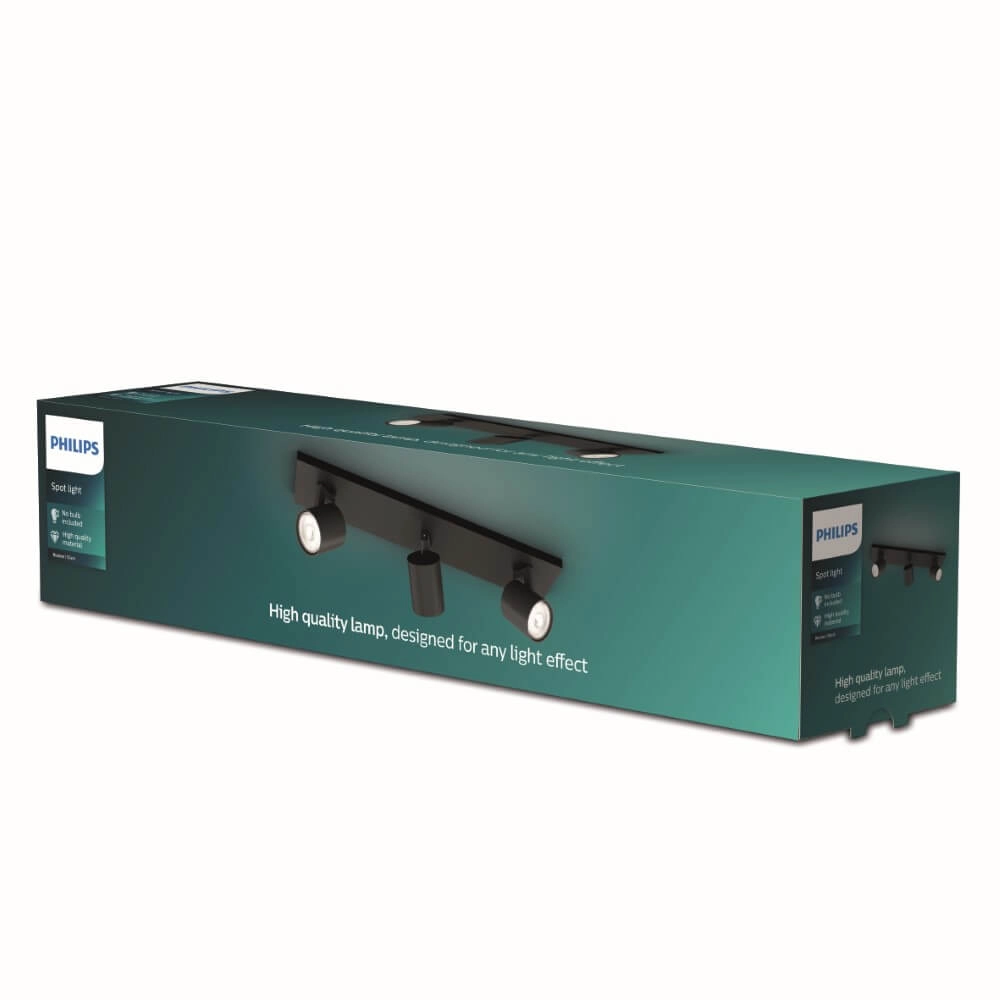 Spot de plafond noir Runner 3 lumières Philips 8719514435339