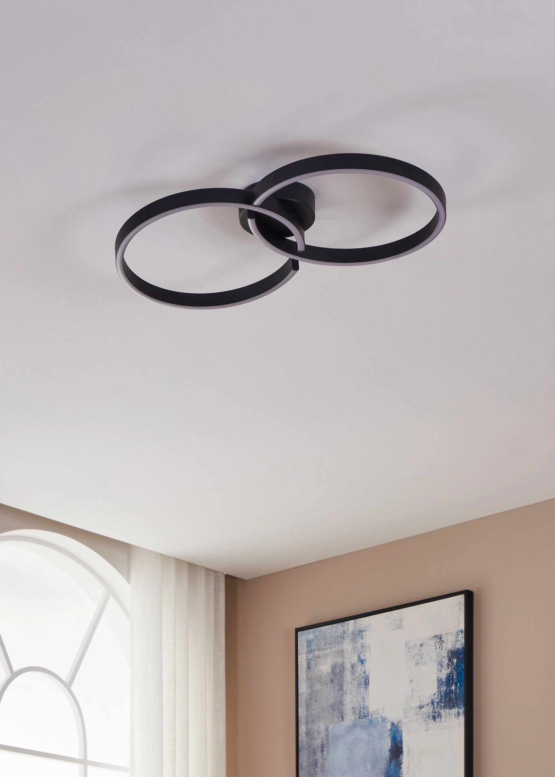 Plafonnier LED noir Amandolo 2 anneaux Eglo 9008606275076