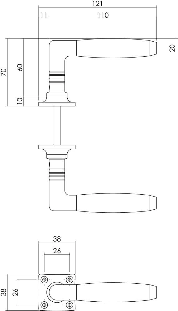 Poignée de porte des années 30 Ton Basic nickel Intersteel 8714186711378