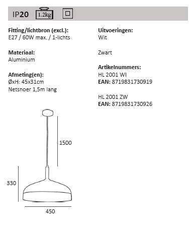 Suspension rétro Moondrop Ø 30 cm Artdelight 8719831730919
