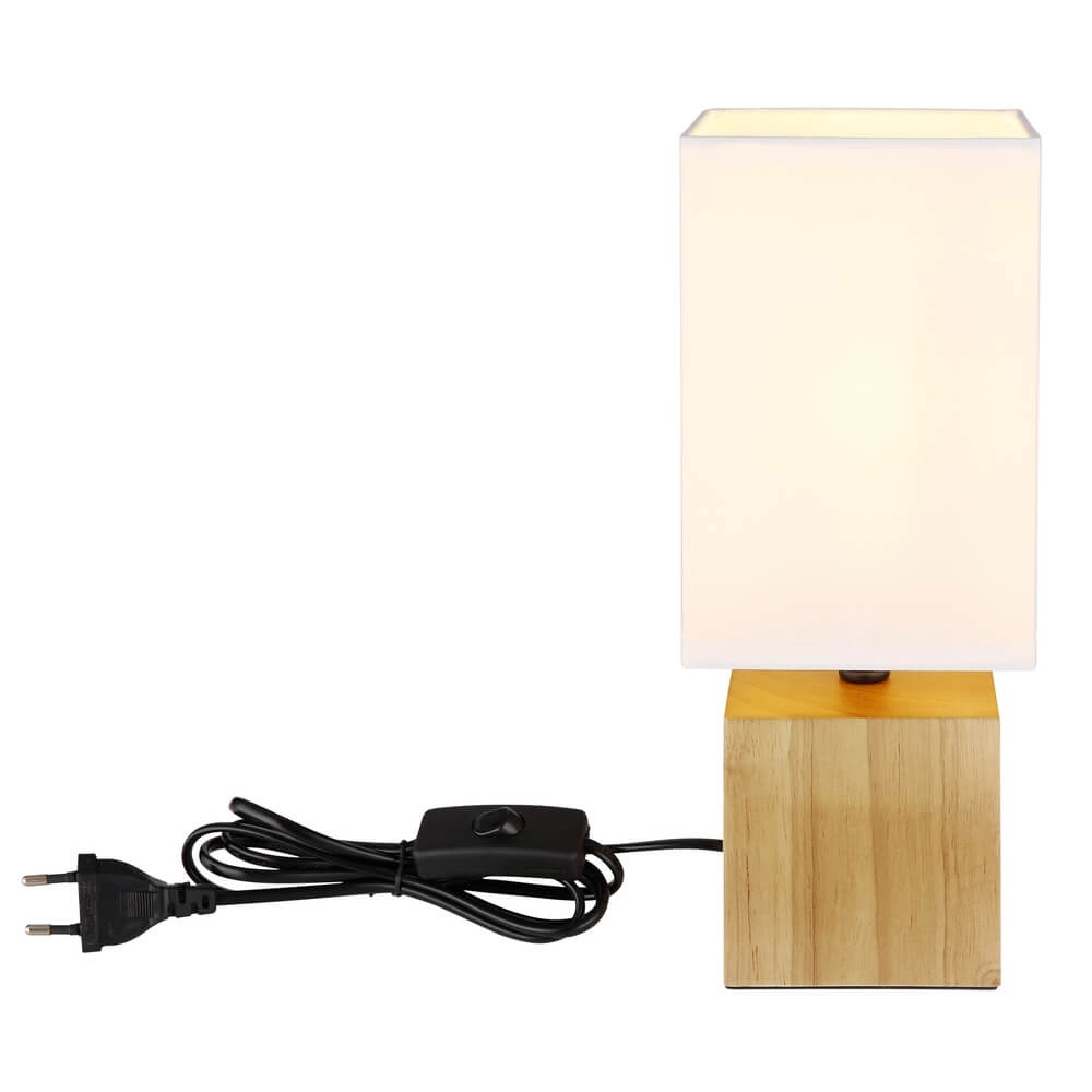 Lampe de table élégante Valentino Bois avec capot blanc Globo 9007371435364