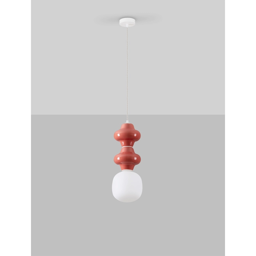 Suspension Clio M en céramique rouge avec verre blanc Lyora 5212017461230