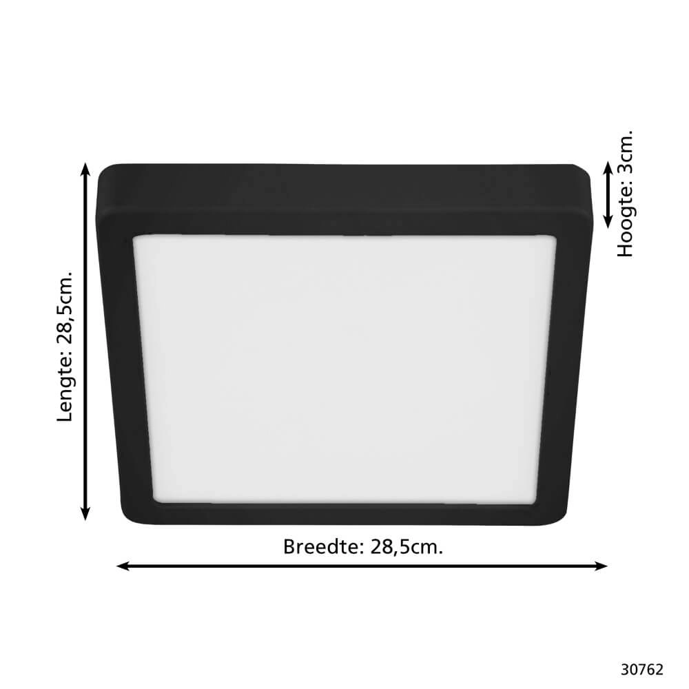 Plafonnier carré Fueva 5 4000K noir Eglo 9002759307622