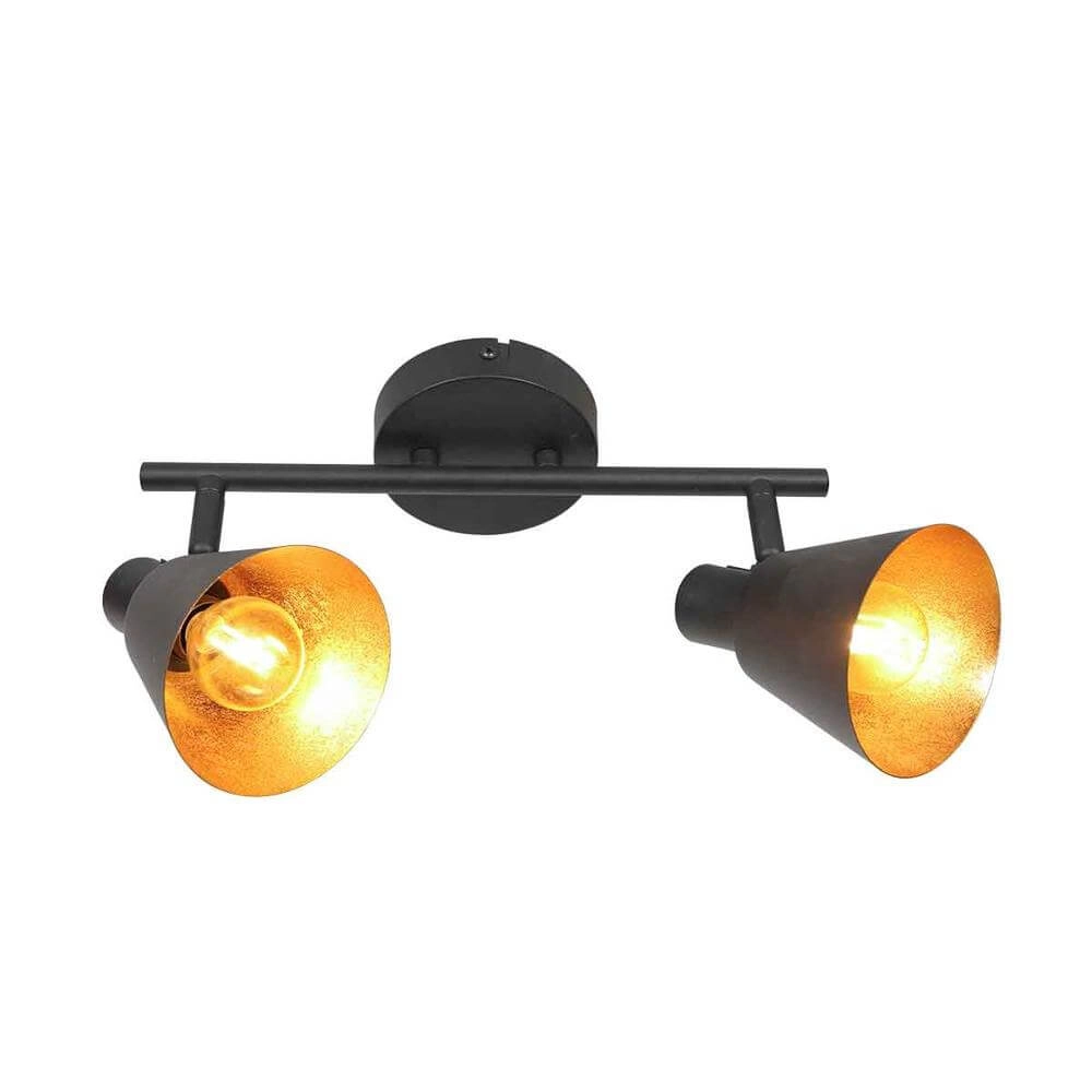 Plafonnier Oeroe noir avec or 2 lumières Steinhauer 8712746176339