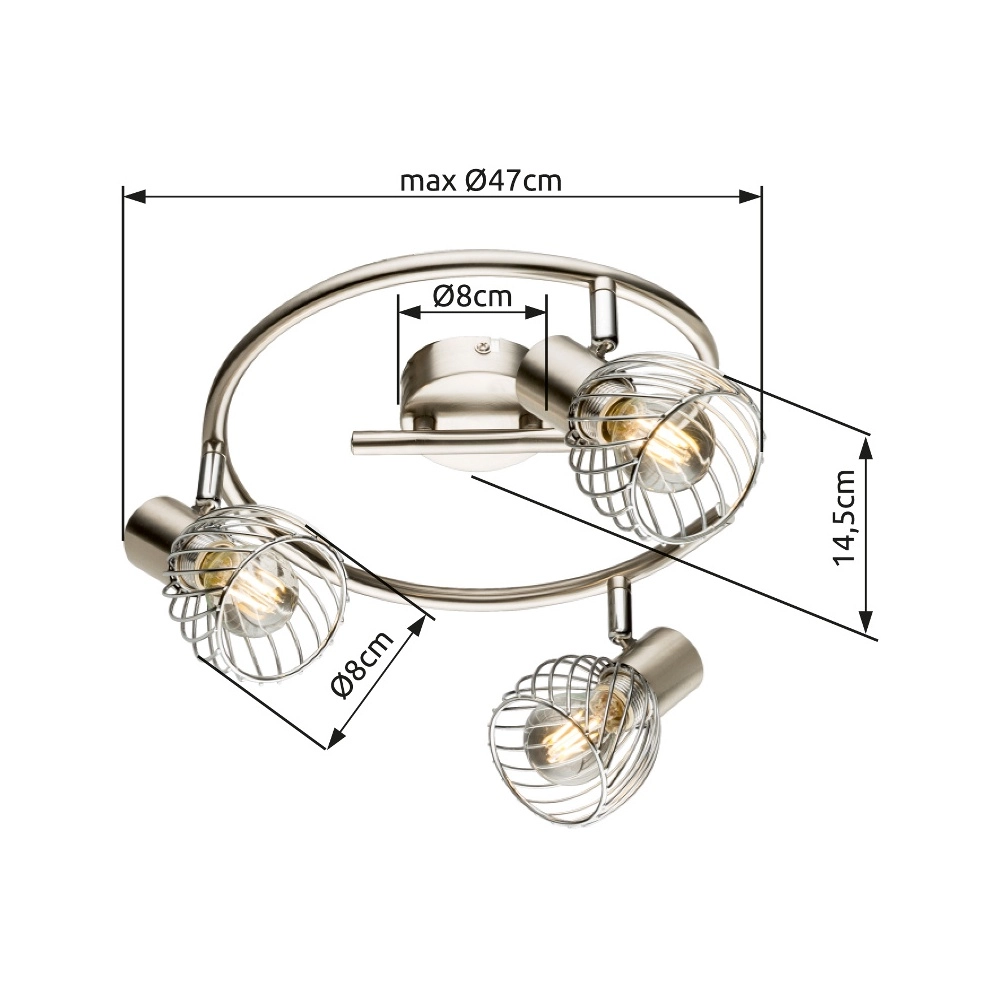 Lampe de plafond Texas Nickel 3-léger Globo 9007371362899