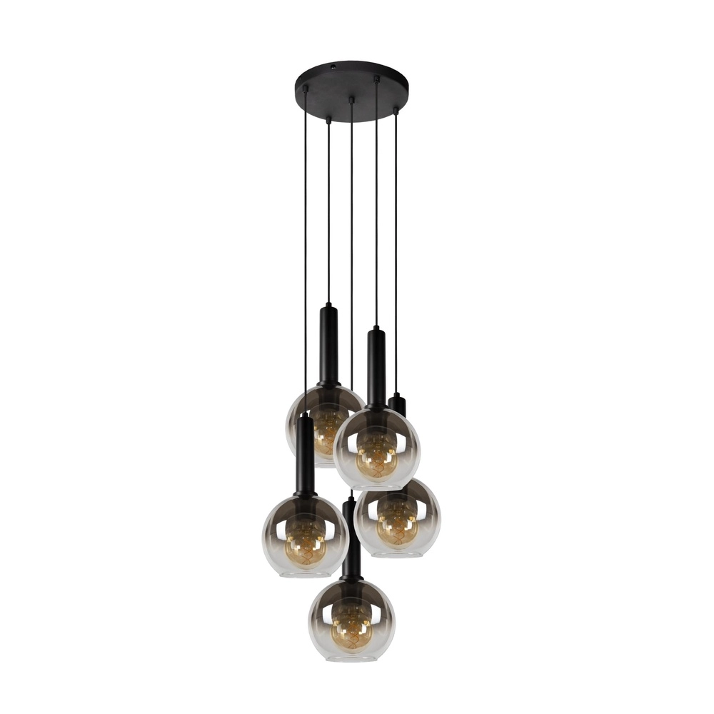 Lampe suspendue Marius Noir à 5 lumières