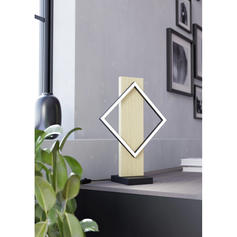 Lampe de table design Boyal noir avec bois Eglo 9008606351923