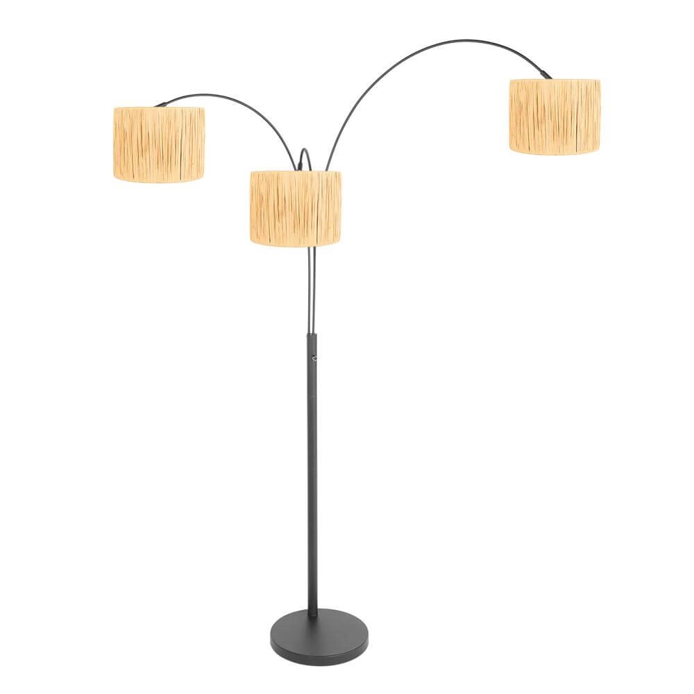 Lampadaire Sparkled Light noir avec des capuchons de couleur paille Steinhauer 8712746173642