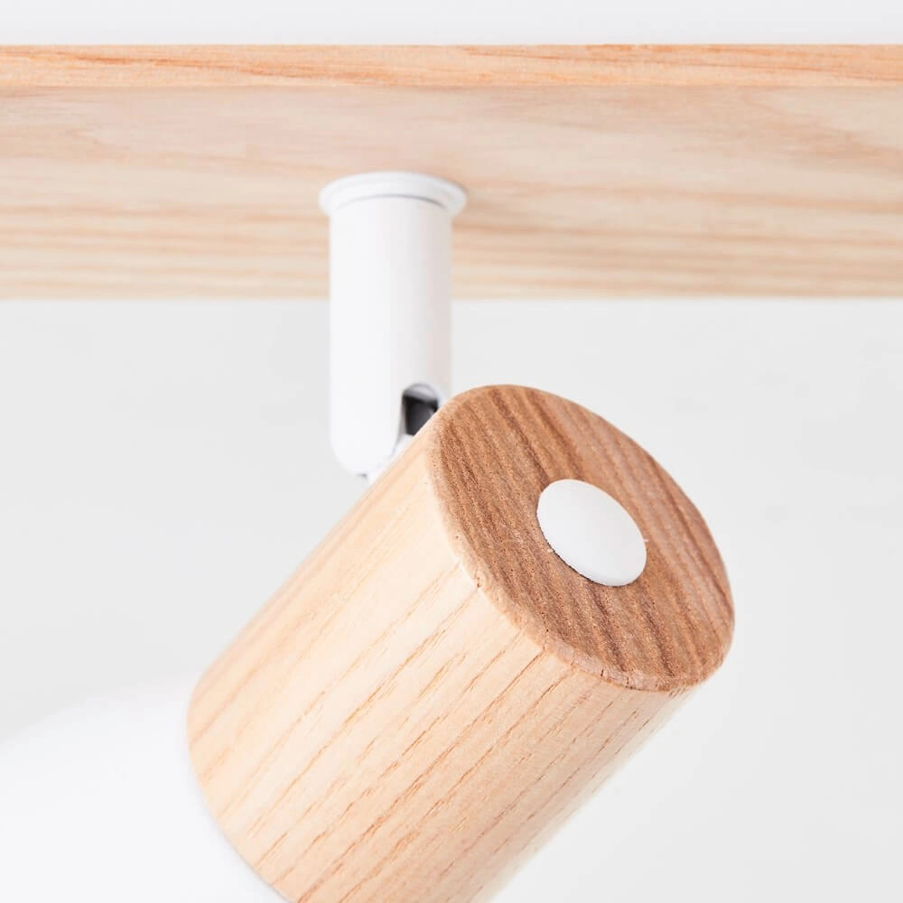 Plafonnier Daintree 4 lumières blanc avec bois Brilliant 4004353413452