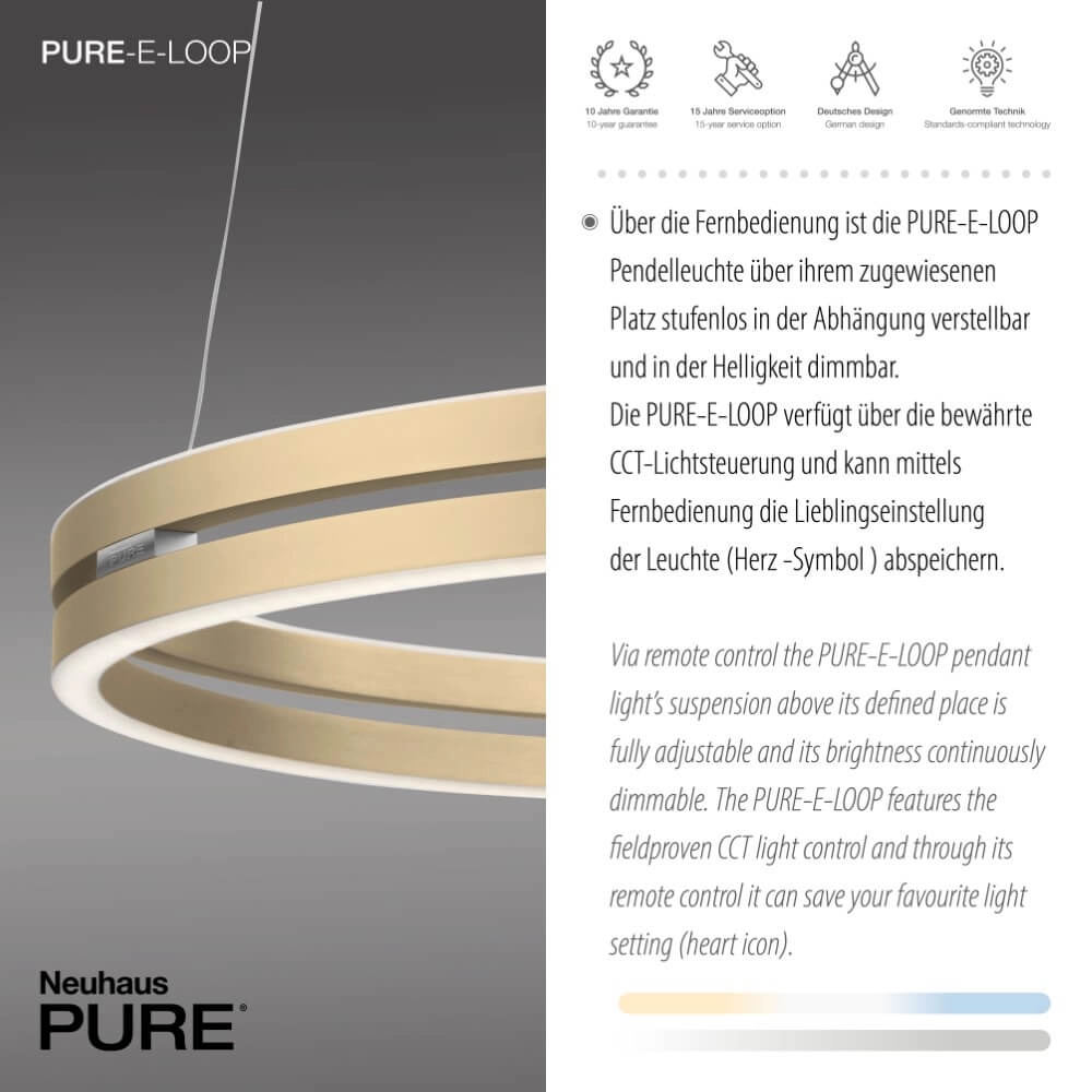 Lampe suspendue élégante Pure E-Loop laiton Ø 70cm Paul Neuhaus 4012248372296